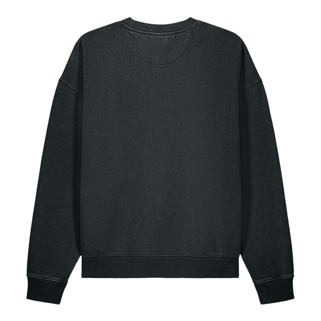 The Possibility Crewneck in washed black, back view